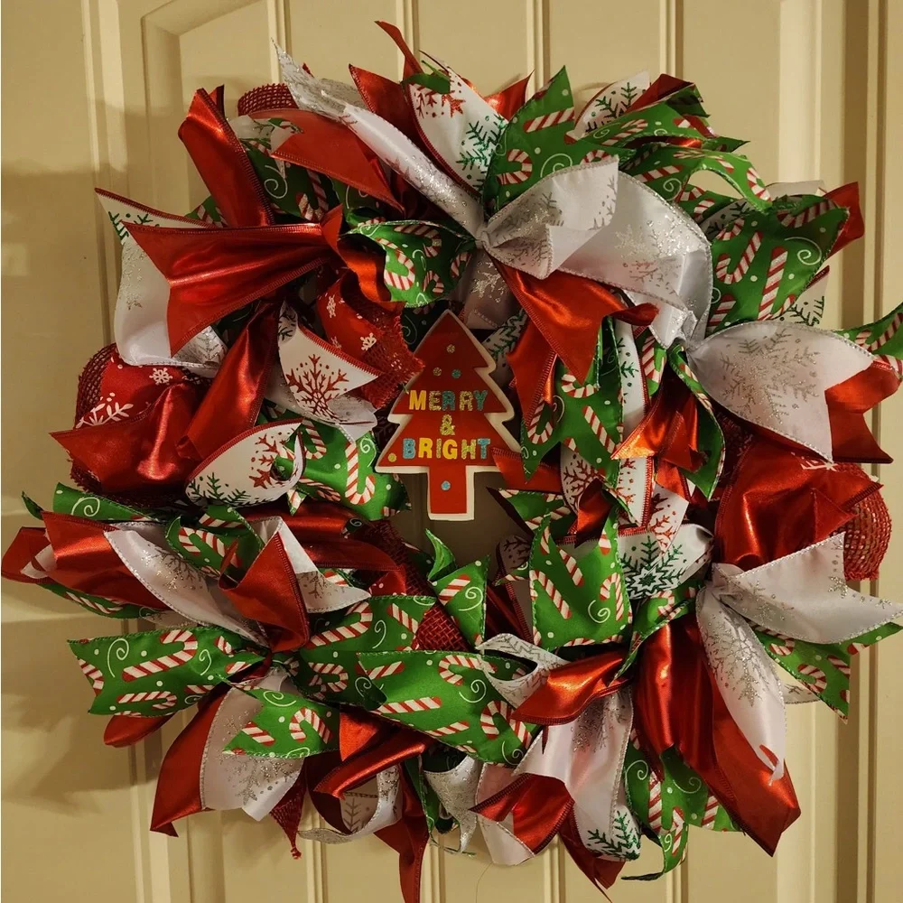 Festive Christmas Wreath with Red Plaid Bow